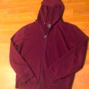 Polo Ralph Lauren Mens Burgundy Double Knit Full Zip Hoodie Size M